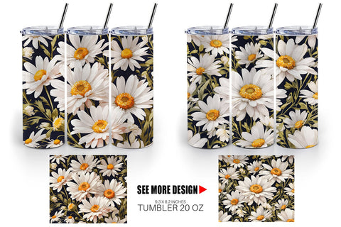 Tumbler Wrap Daisies Pattern Sublimation artnoy 