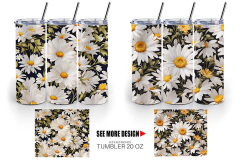 Tumbler Wrap Daisies Pattern Sublimation artnoy 