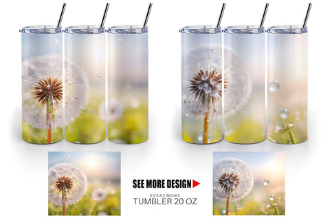 Tumbler Wrap Dandelion Flower Sublimation artnoy 