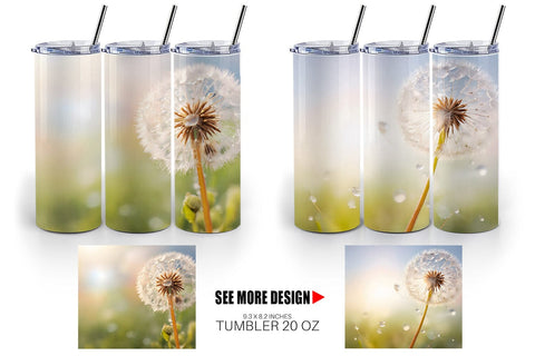 Tumbler Wrap Dandelion Flower Sublimation artnoy 