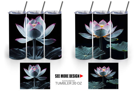 Tumbler Wrap Dark Lotus Flower Sublimation artnoy 