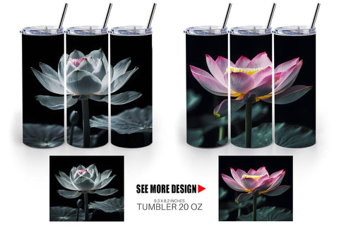 Tumbler Wrap Dark Lotus Flower Sublimation artnoy 