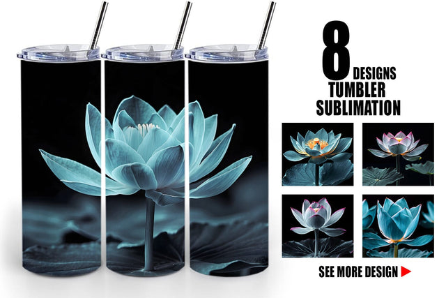 Tumbler Wrap Dark Lotus Flower Sublimation artnoy 