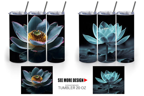 Tumbler Wrap Dark Lotus Flower Sublimation artnoy 