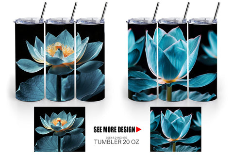 Tumbler Wrap Dark Lotus Flower Sublimation artnoy 