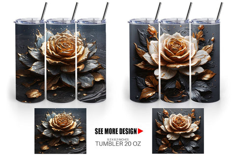 Tumbler Wrap Dark Rose flower Sublimation artnoy 