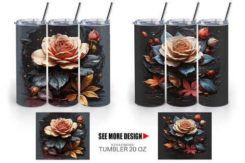 Tumbler Wrap Dark Rose flower Sublimation artnoy 