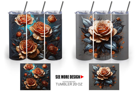 Tumbler Wrap Dark Rose flower Sublimation artnoy 