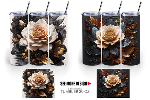 Tumbler Wrap Dark Rose flower Sublimation artnoy 