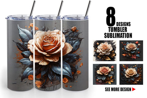 Tumbler Wrap Dark Rose flower Sublimation artnoy 