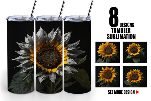 Tumbler Wrap Dark Sunflower Sublimation artnoy 
