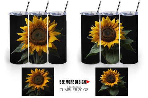 Tumbler Wrap Dark Sunflower Sublimation artnoy 