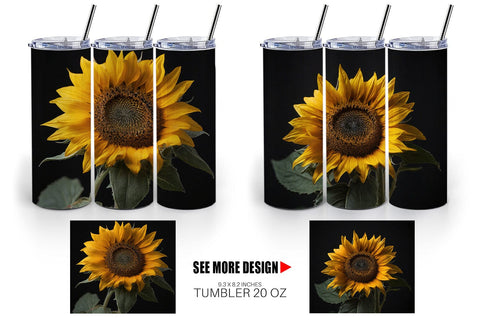 Tumbler Wrap Dark Sunflower Sublimation artnoy 