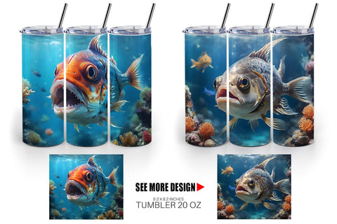 Tumbler Wrap Deep Sea Fish Sublimation artnoy 