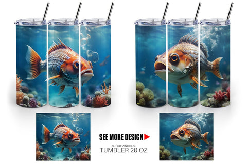 Tumbler Wrap Deep Sea Fish Sublimation artnoy 