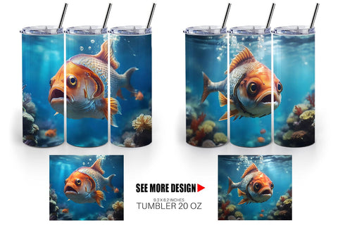 Tumbler Wrap Deep Sea Fish Sublimation artnoy 