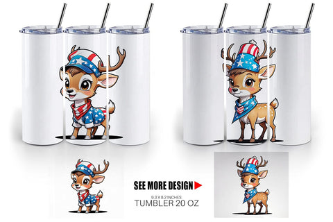 Tumbler Wrap Deer 4th of July Sublimation artnoy 
