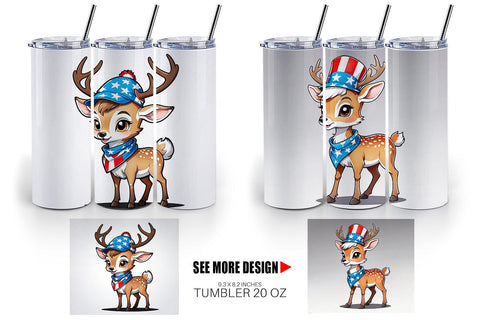 Tumbler Wrap Deer 4th of July Sublimation artnoy 