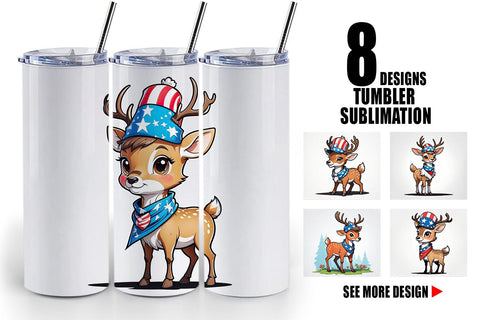 Tumbler Wrap Deer 4th of July Sublimation artnoy 