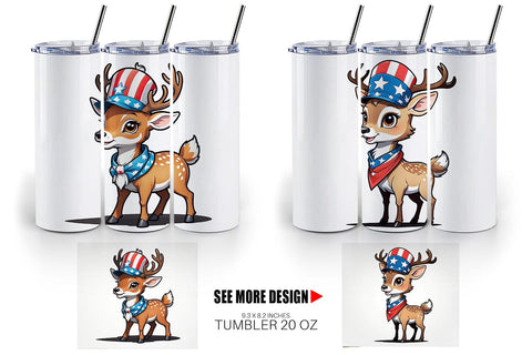 Tumbler Wrap Deer 4th of July Sublimation artnoy 