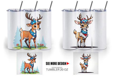 Tumbler Wrap Deer 4th of July Sublimation artnoy 