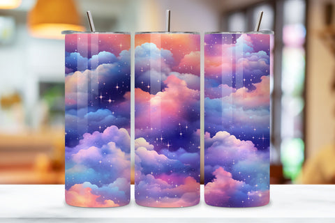 Tumbler Wrap Design | Seamless Sky | Sublimation PNG | 20 oz, Seamless Sky Tumbler | Sublimation Design | 20oz Skinny Wrap, Celestial Watercolor Sky Tumbler Wrap, Seamless Tumbler Wrap Sublimation FloridPrintables 