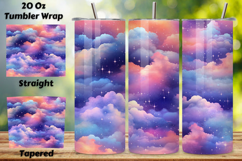 Tumbler Wrap Design | Seamless Sky | Sublimation PNG | 20 oz, Seamless Sky Tumbler | Sublimation Design | 20oz Skinny Wrap, Celestial Watercolor Sky Tumbler Wrap, Seamless Tumbler Wrap Sublimation FloridPrintables 