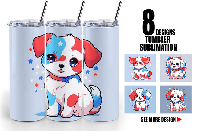 Tumbler Wrap Dog 4th July Sublimation artnoy 
