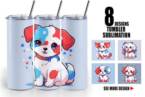 Tumbler Wrap Dog 4th July Sublimation artnoy 