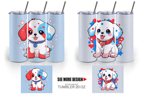 Tumbler Wrap Dog 4th July Sublimation artnoy 