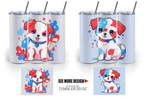Tumbler Wrap Dog 4th July Sublimation artnoy 