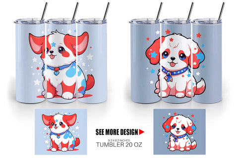 Tumbler Wrap Dog 4th July Sublimation artnoy 