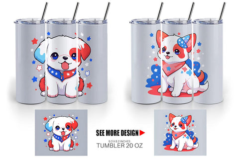 Tumbler Wrap Dog 4th July Sublimation artnoy 