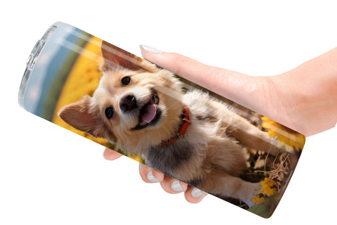 Tumbler Wrap Dog and Sunflowers Sublimation artnoy 
