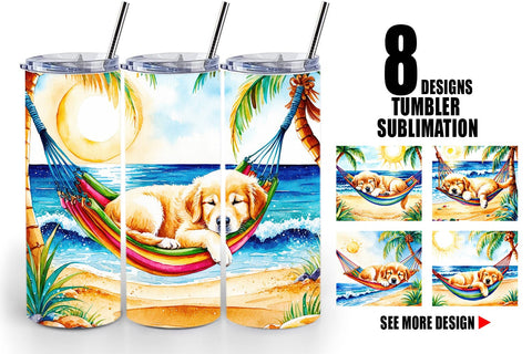 Tumbler Wrap Dog in Summer Hammock Sublimation artnoy 