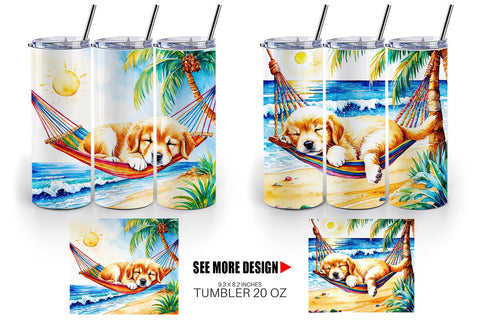 Tumbler Wrap Dog in Summer Hammock Sublimation artnoy 