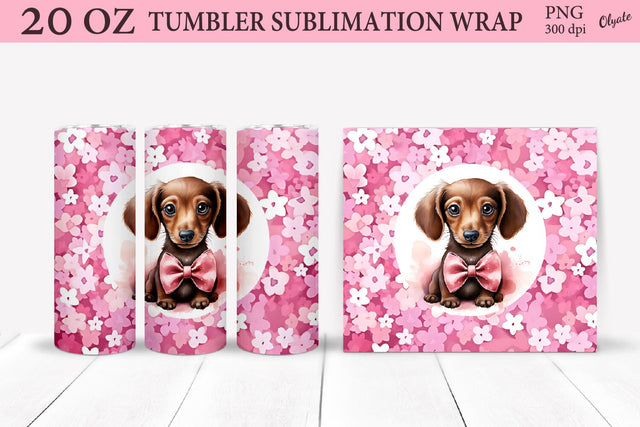 Tumbler Wrap Dog PNG. Valentines Day 20 OZ Tumbler Wrap Sublimation Olga Terlyanskaya 