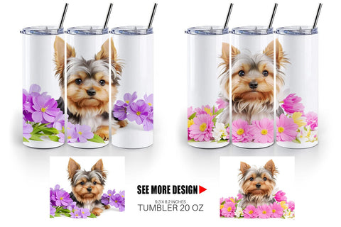 Tumbler Wrap Dog Spring Flowers Sublimation artnoy 
