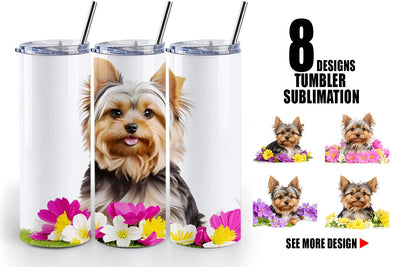Tumbler Wrap Dog Spring Flowers Sublimation artnoy 