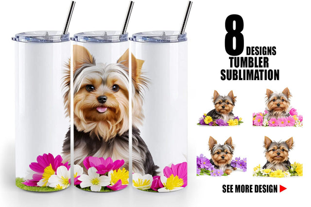 Tumbler Wrap Dog Spring Flowers Sublimation artnoy 