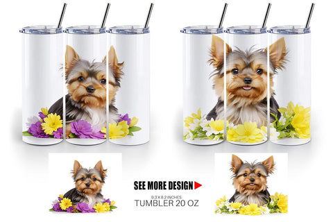 Tumbler Wrap Dog Spring Flowers Sublimation artnoy 