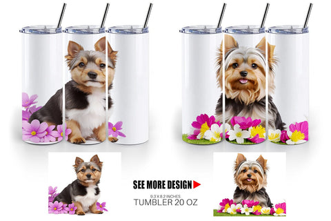 Tumbler Wrap Dog Spring Flowers Sublimation artnoy 