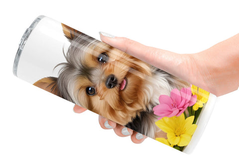 Tumbler Wrap Dog Spring Flowers Sublimation artnoy 