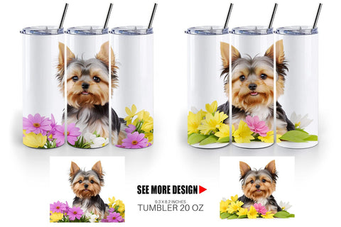 Tumbler Wrap Dog Spring Flowers Sublimation artnoy 