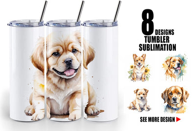Tumbler Wrap Dog Watercolor Texture Sublimation artnoy 