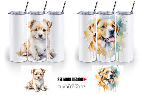Tumbler Wrap Dog Watercolor Texture Sublimation artnoy 