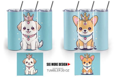 Tumbler Wrap Dog Wearing Crown Sublimation artnoy 