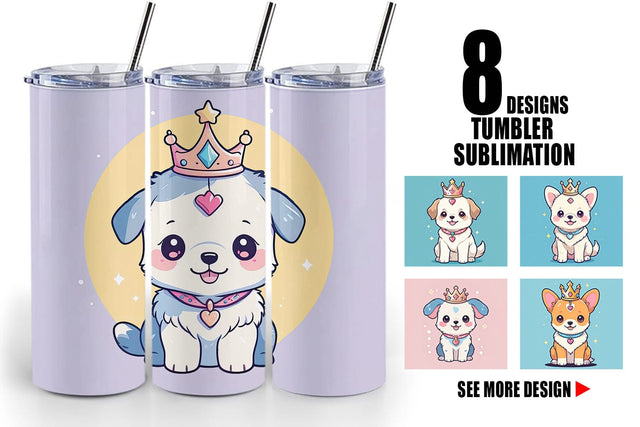 Tumbler Wrap Dog Wearing Crown Sublimation artnoy 