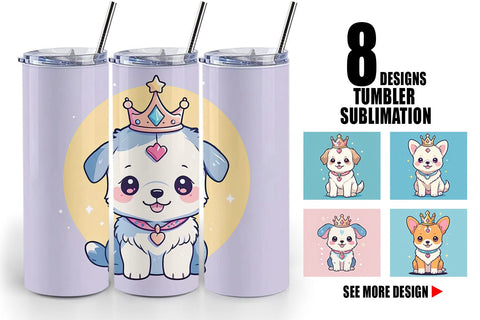 Tumbler Wrap Dog Wearing Crown Sublimation artnoy 