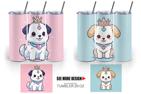 Tumbler Wrap Dog Wearing Crown Sublimation artnoy 